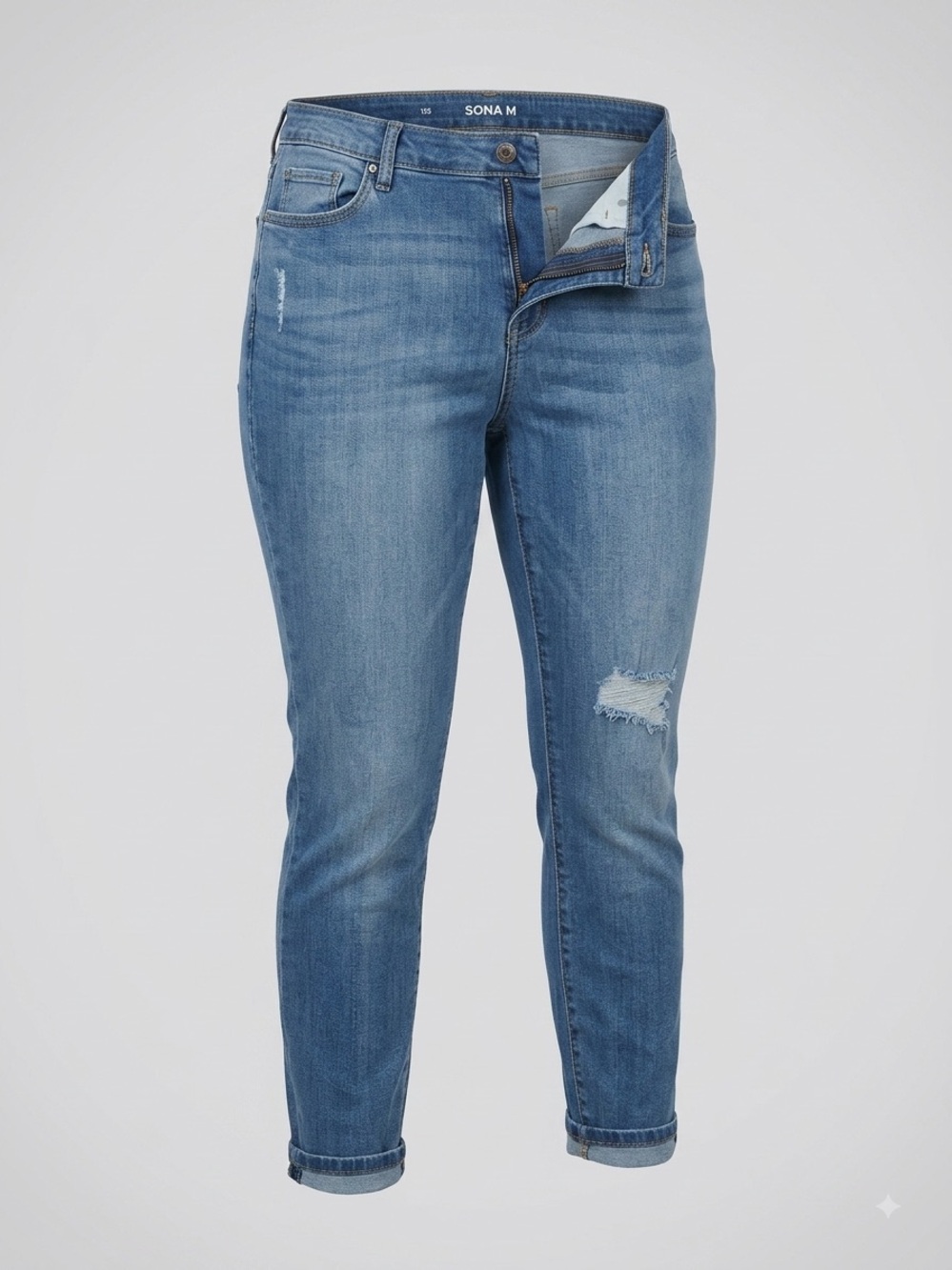 Sonoma Jeans Size 18 Short Blue Distressed Straight Leg